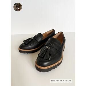 Franco Sarto Black Leather Loafers Size 7
